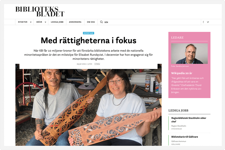 en webbsida på billioteksbladets webbplats