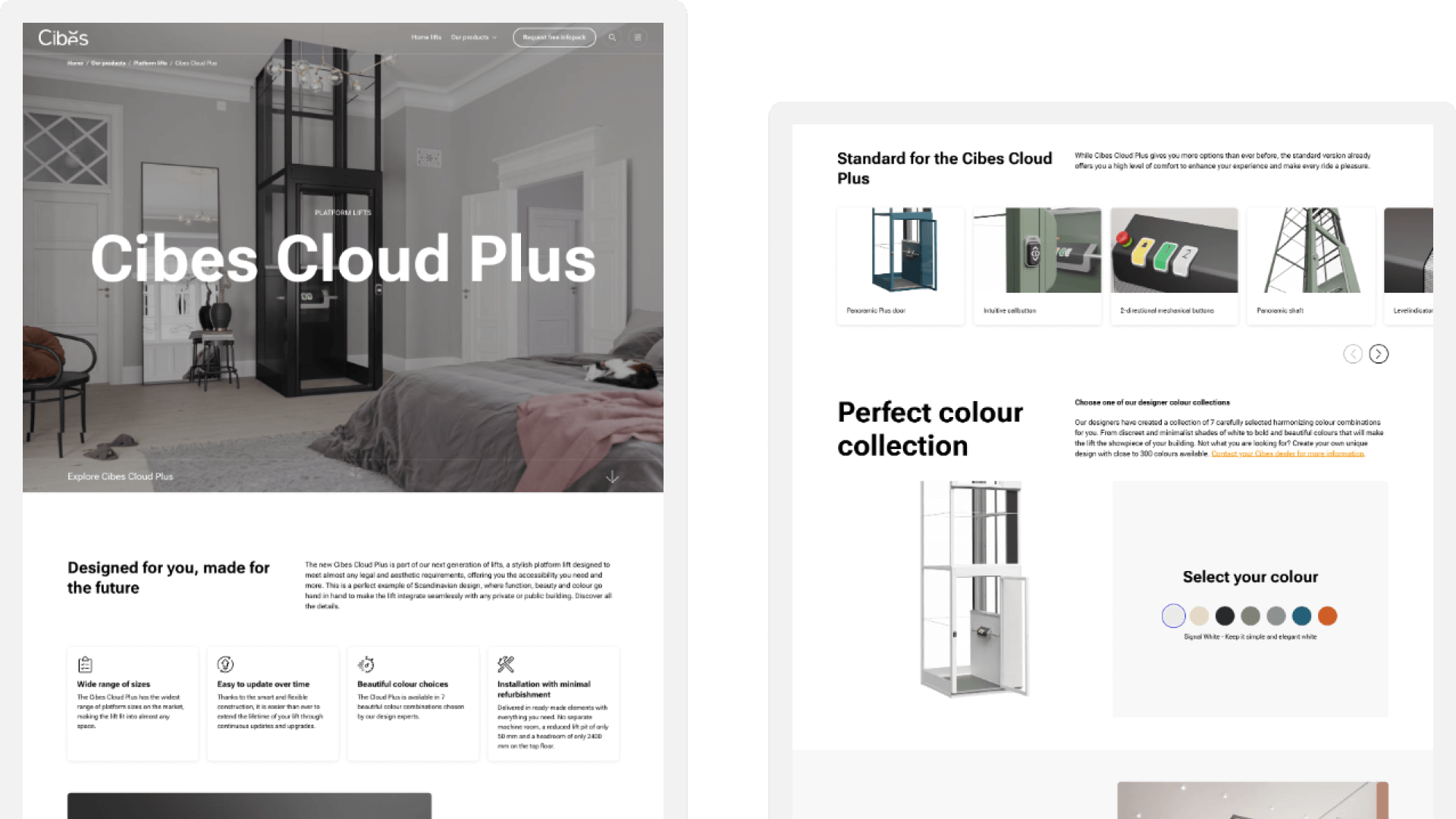 2 webbsidor av cibes hemsida