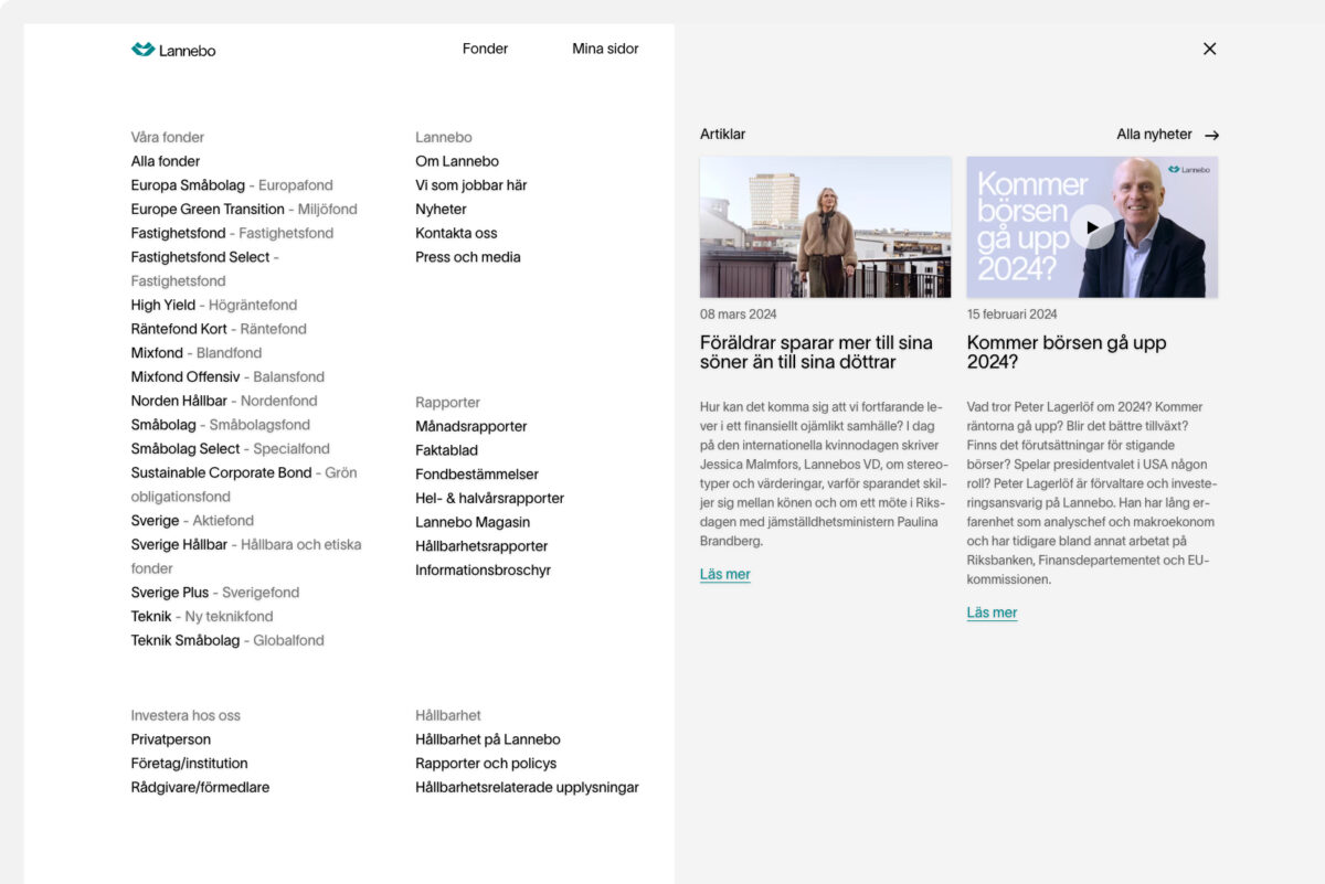 2 webbsidor för Lannebo